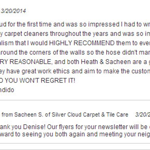 One of our Yelp reviews!