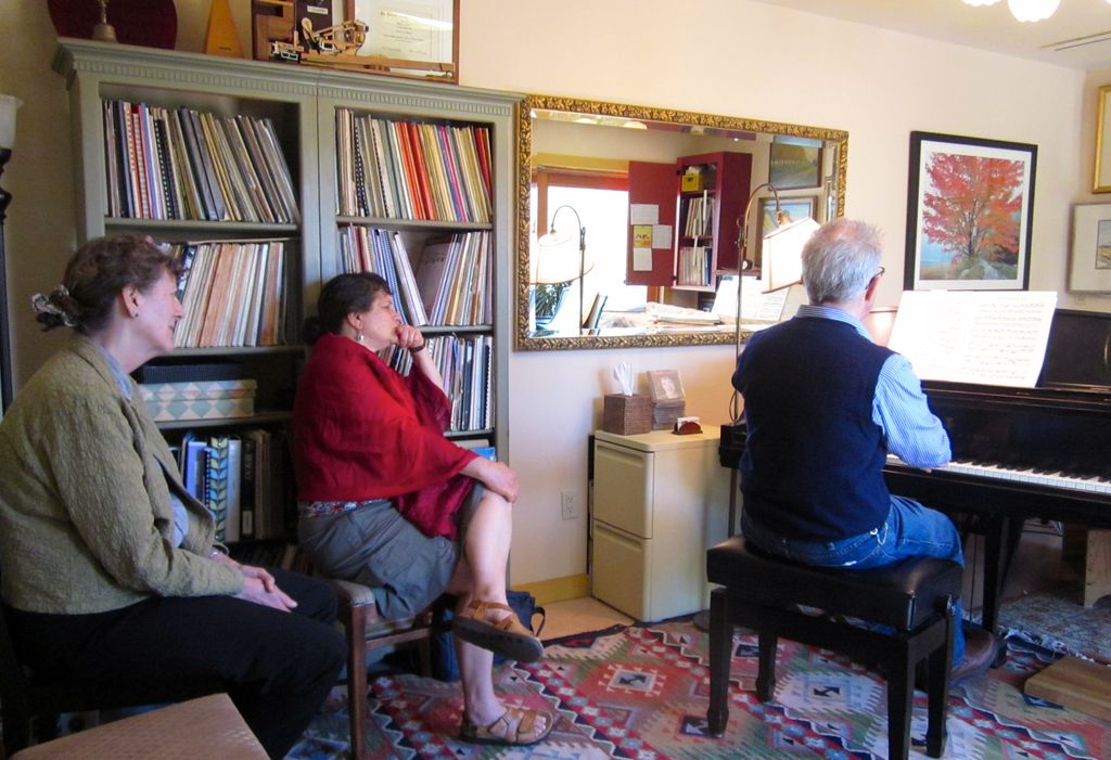 Enjoying music together at studio masterclass.