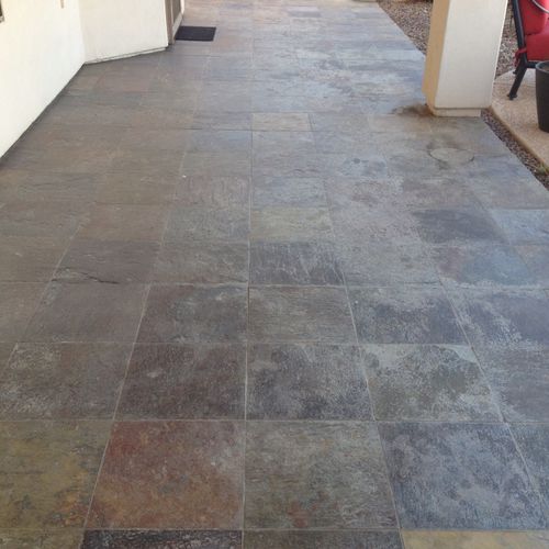 Outdoor slate tile before