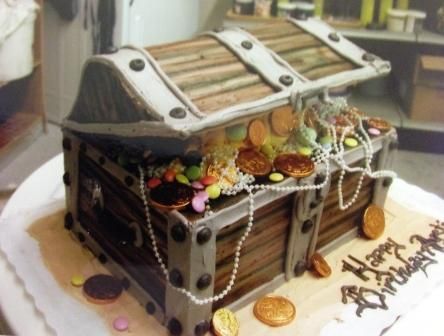 Double 1/4 sheet Pirate's Chest cake - Serves up t