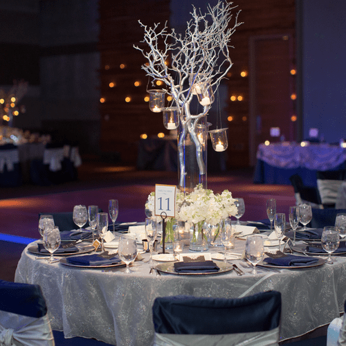Silver and white centerpieces, Scottsdale W Hotel 