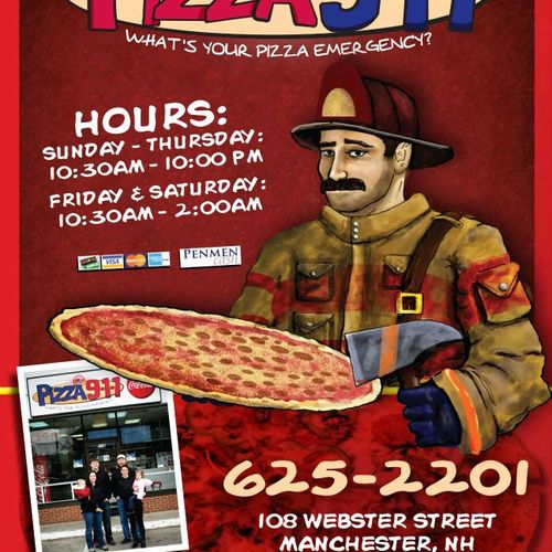 Pizza 911 Menu Cover, Character and Layout Design