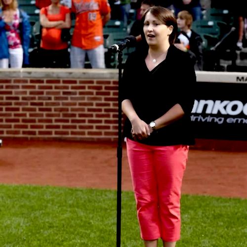 Singing the National Anthem at an O's game. August