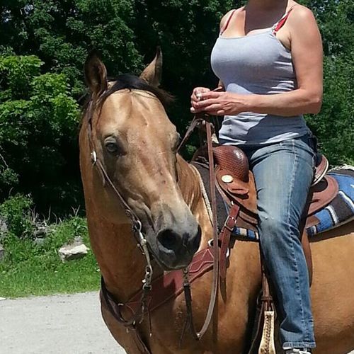 Gold Rush Farms owner, Monique, on our stallion Bu