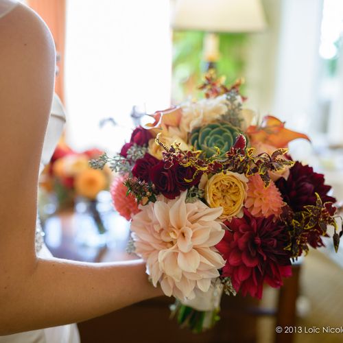 Fall Bridal Bouquet with Dahlias and Orchids San F