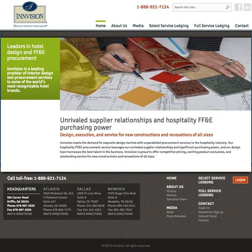 Website Design for Innvision, a leading hospitalit