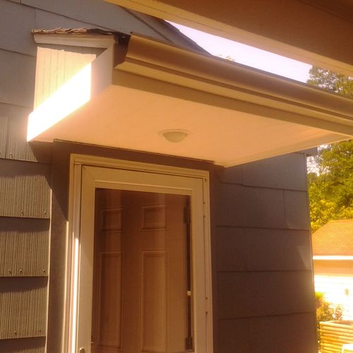 Self supporting awning roof with recessed light.
C