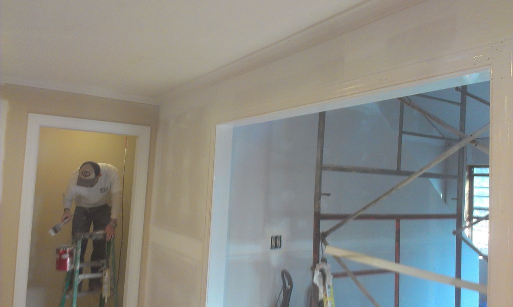 BEFORE PIC TESTING OUT COLORS FOR HOME OWNER AND E