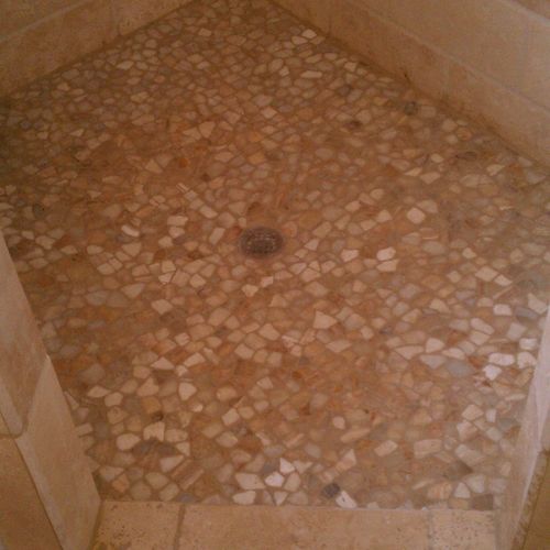 Pebble'd shower floor
