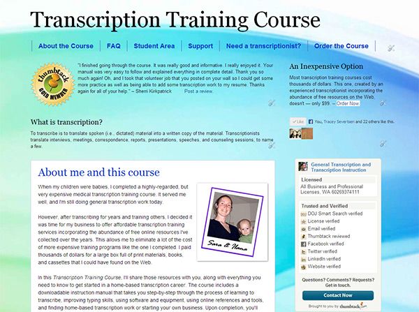 At-home transcription training. Self-guided, email