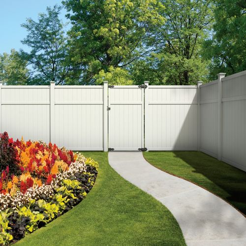 6-ft x 6-ft White Flat-Top Privacy Vinyl Fence Pan