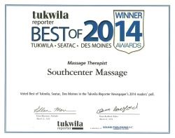 Tukwila Reporter Best of 2014 winner
Best Massage 