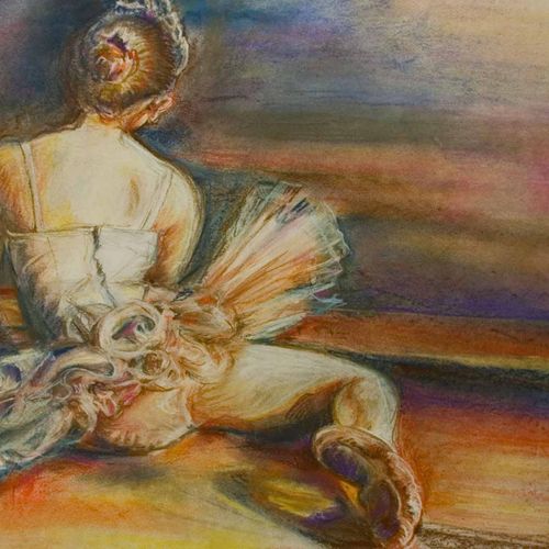 "Ballerina Stretching" by Cheryl Bielli,  Chalk Pa