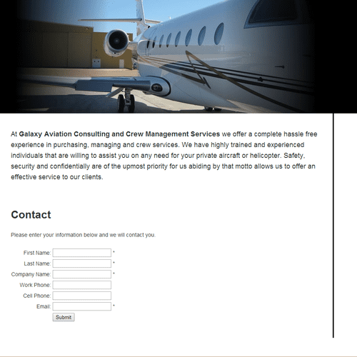 A simple 1-page website with a contact form for an
