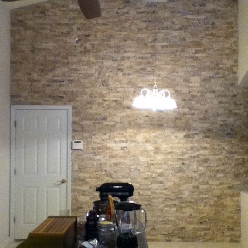 Stone wall at kitchen
