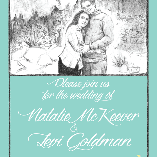 Wedding invitation design for print, front.