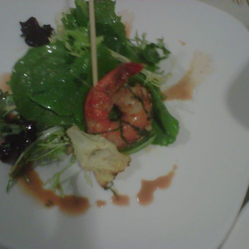 Grilled Shrimp Salad, Sweet-Roasted Garlic Vinaigr