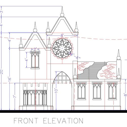 Gothic Attraction Facade Design - AutoCAD