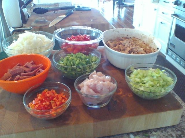 The makings for a healthy non shellfish gumbo