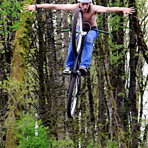 My son, Ryan, bike jumping.