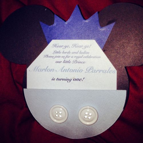 Handmade invitations for Baby Mickey themed first 