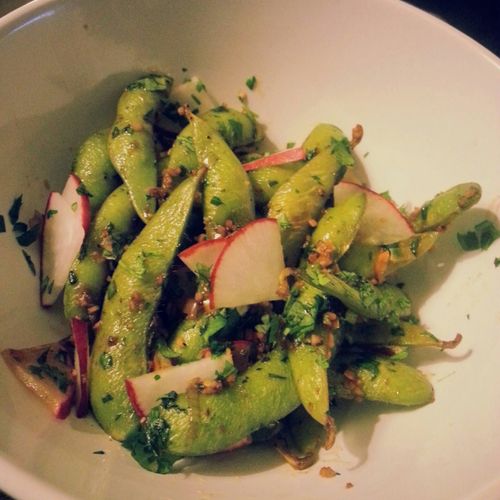 Spicy garlic edamame salad. Made for an appetizer 