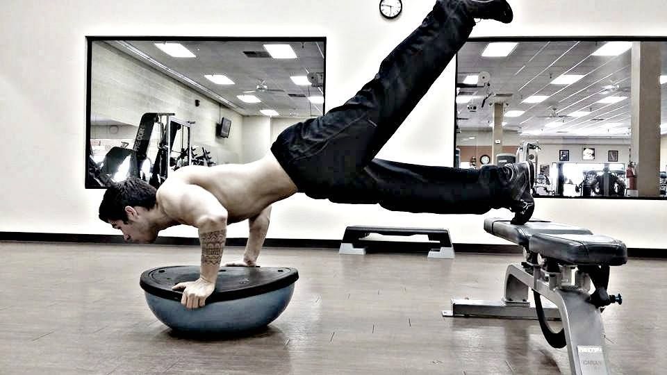 Performing an intense exercise!