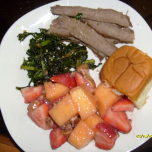 Dinner" Flank steak with sauteed Kale (olive oil a