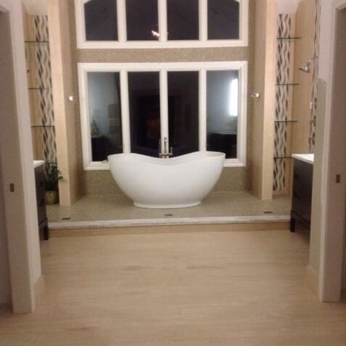 The freestanding bath acts as a piece of art that 