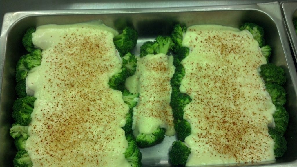 Turkey Divan-Broccoli spears wrapped in thinly sli