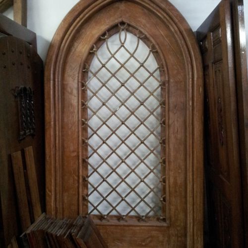 custom gothic door w/wrought iron grill w/interior