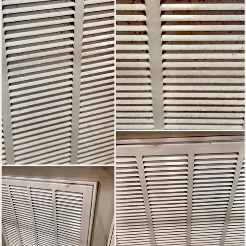 Vent cleaning before (top) and after (bottom)