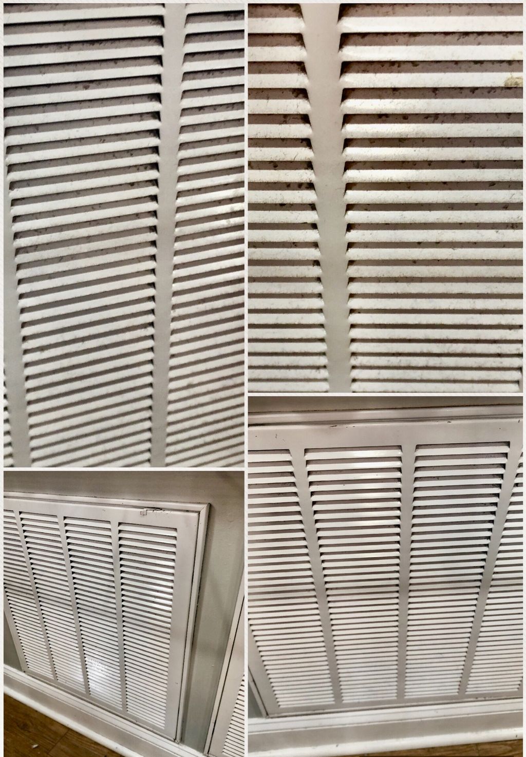 Vent cleaning before (top) and after (bottom)