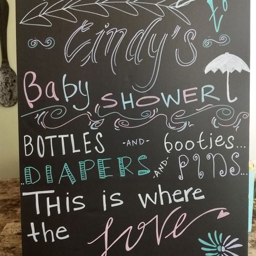 Hand designed baby shower signage