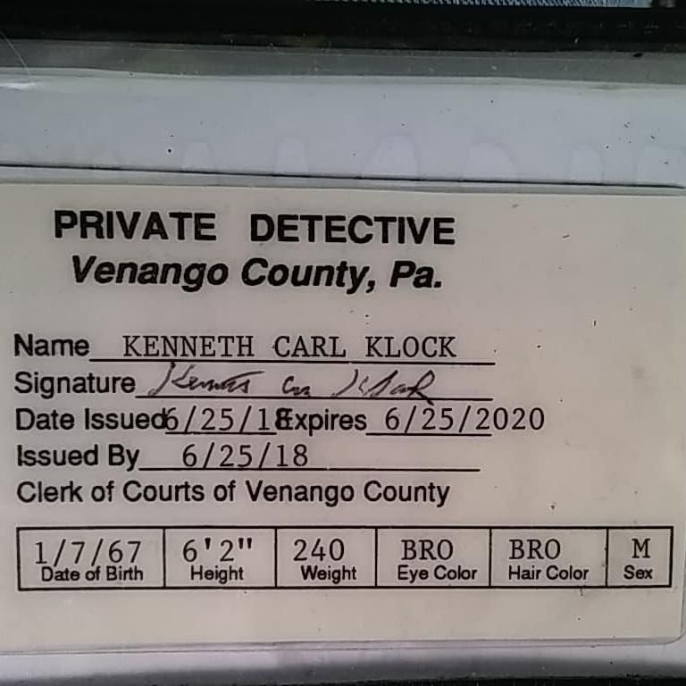 Kenneth Carl Klock Private Detective