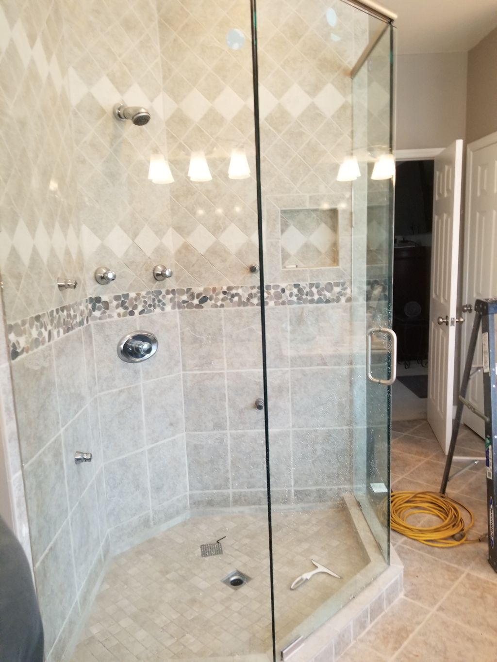 new tile and glass enclosure 
