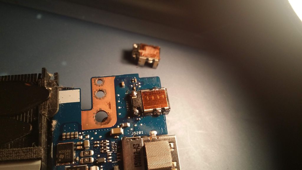 Replacing power jack and resoldering