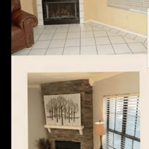before/after : fireplace, floors, molding remodel