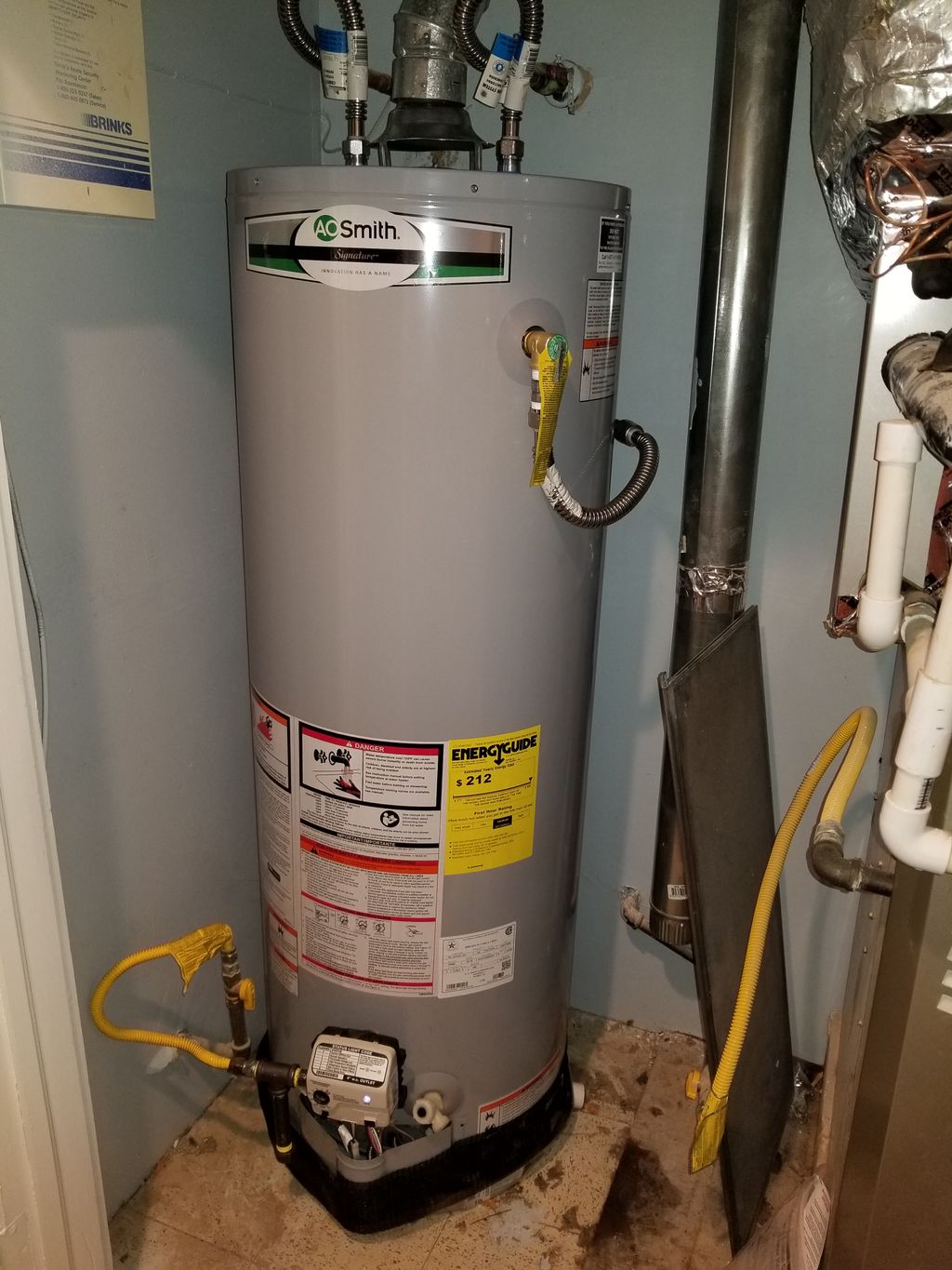 Installed gas water heater. 