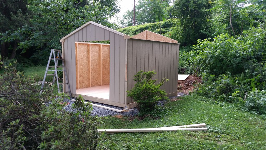 Built from Home Depot kit, on footings & truckload