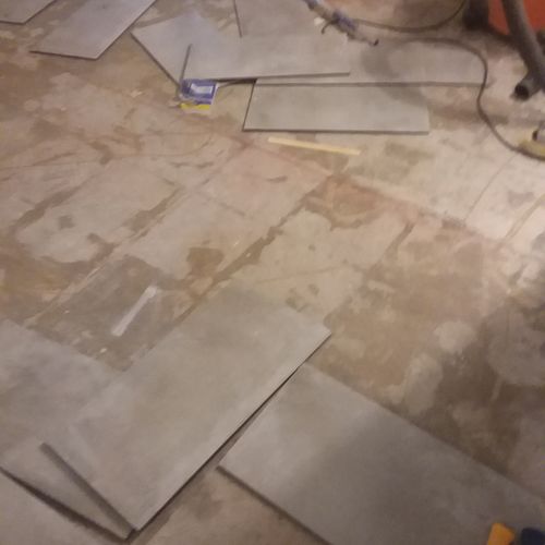 laying tile 