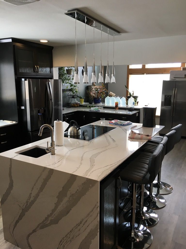 Kitchen Remodel with waterfall countertop