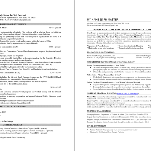 Government to Corporate Resume, before & after