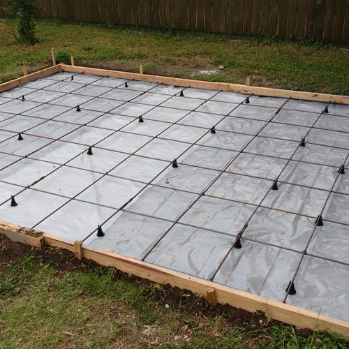 Formed pad with rebar ready for concrete