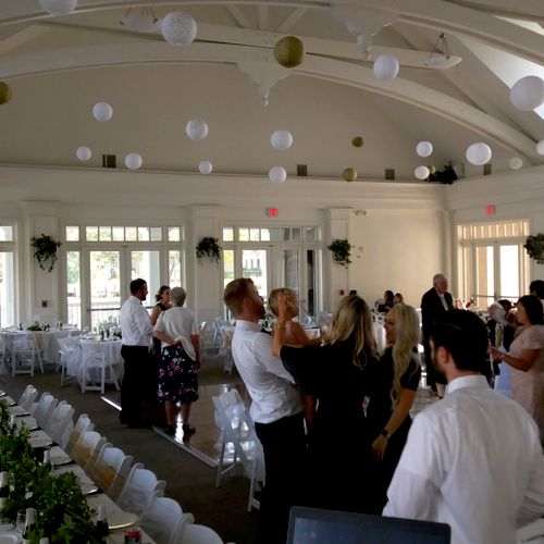 Wedding reception.  Speakers are to the left above
