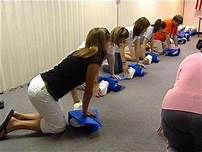 Students learning CPR