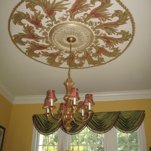 Medallion designs, compliment light fixtures and a