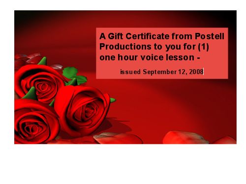 gift certificates are available.
