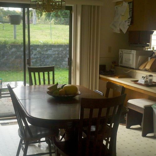 This is a typical kitchen/dining area after we lea