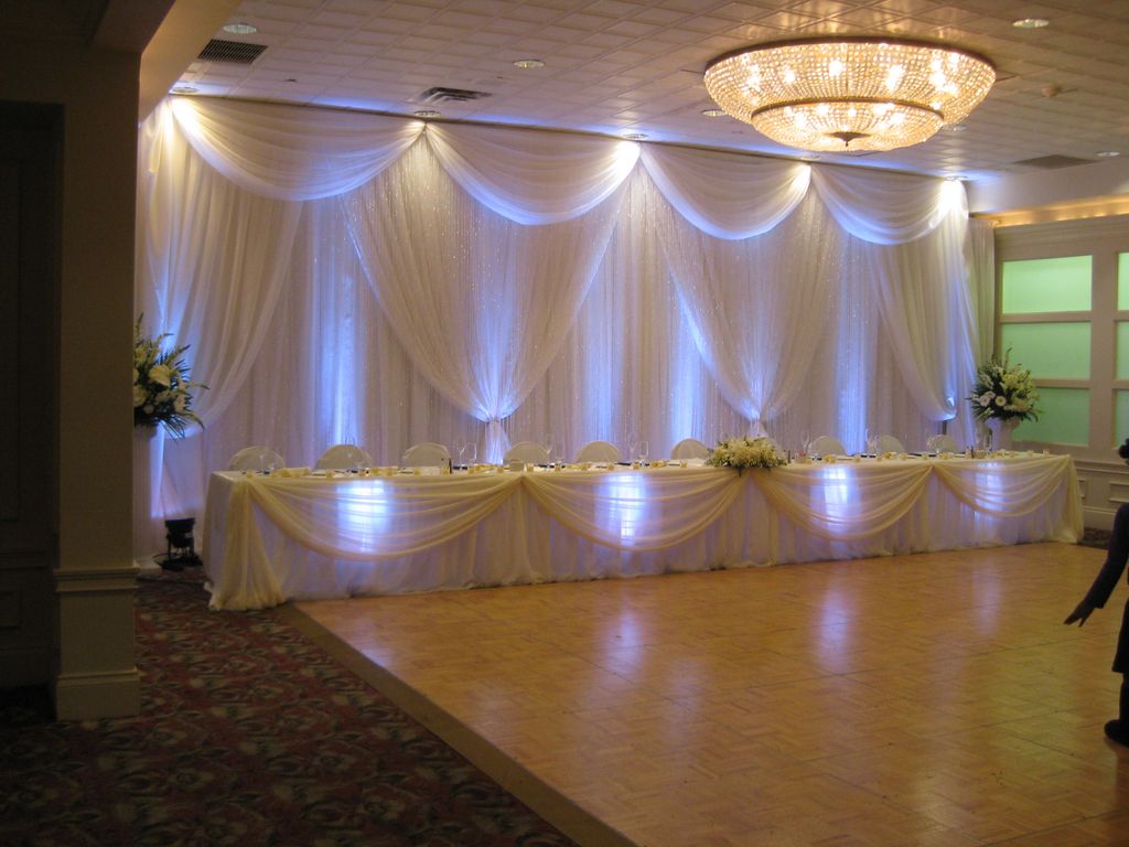 Beautiful Ivory Wedding Backdrop & 24ft Head Table